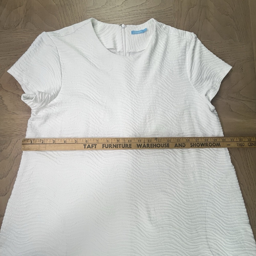 J McLaughlin Catalina Cloth Dress Large White Jacquard Short Sleeve A-line 36" - Picture 4 of 13